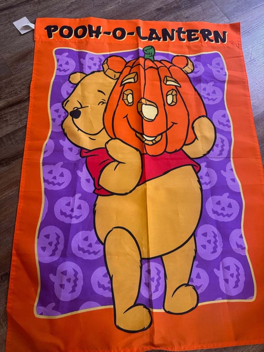 Vintage Disney Winnie The Pooh Halloween Pooh-O-Lantern Flag New